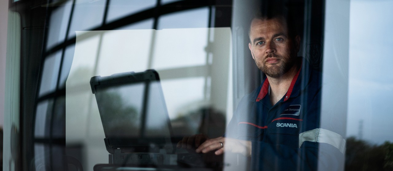 Service technician in a truck