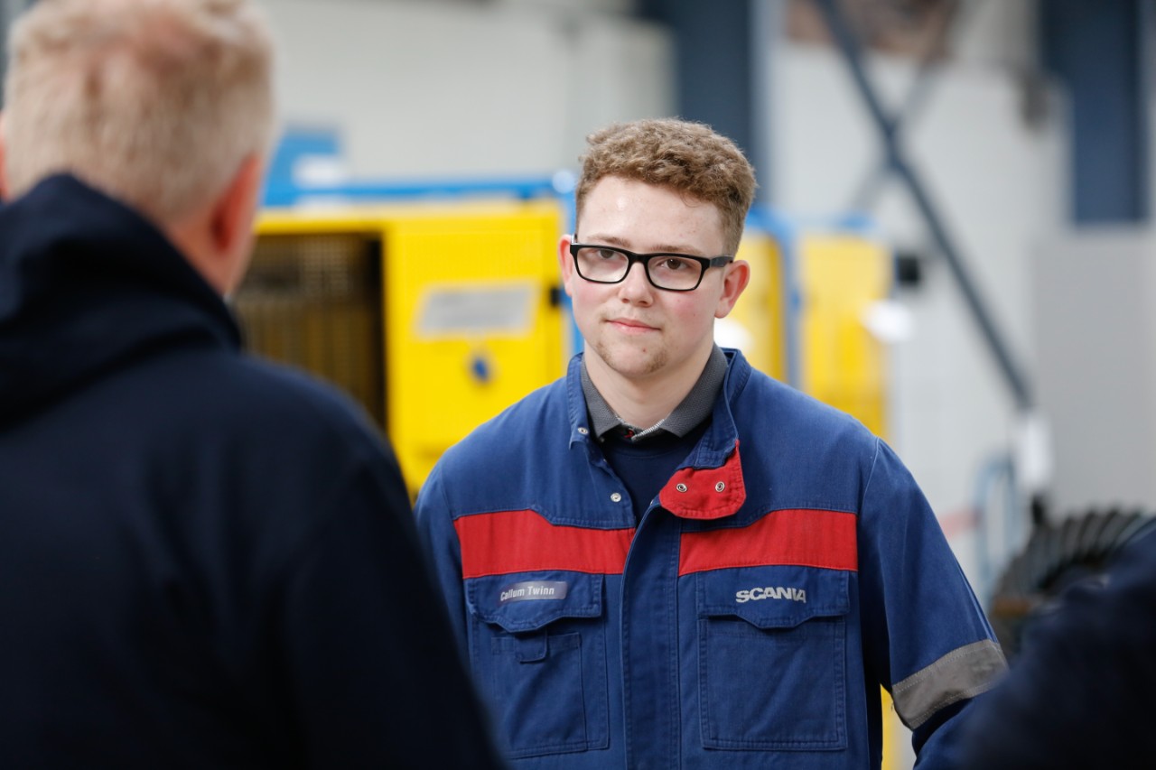 Apprentice technician on laptop